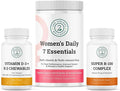 Women's Daily 7 Essentials Vitamin D3+K2 Chewables &amp Super B-100 Complex Bundle