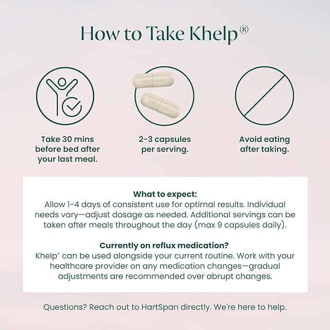 Khelp All-Natural Reflux Support – Premium Alginate Supplement | GERD Heartburn LPR &amp Acid Reflux | Drug-Free Designed for Daily Use | No Dyes or Flavors | 60 Vegan Capsules