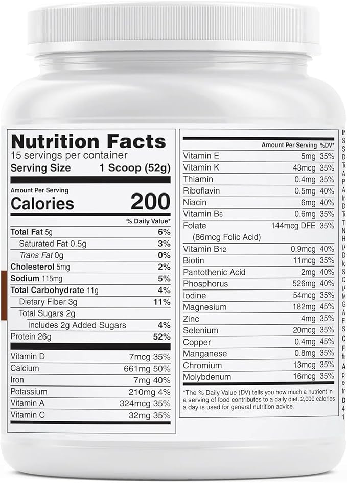 Unjury Meal Replacement Powder | Chocolate | 26g Protein | 25 Vitamins and Minerals | 100% Whey Isolate Protein Powder | Low Carb and Sugar | 15 Servings