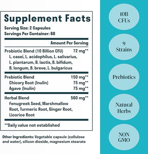 All-in-One Gut Health w/Probiotics Prebiotics Digestion-Supporting Herbs and Adaptogens - Leaky Gut Repair Formula to Support Gut Lining Aid in Digestion and Promote Good Bacteria