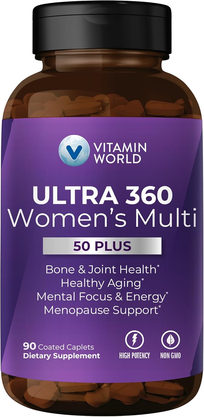 Vitamin World Ultra 360 Multivitamin for Women 50 Plus Women's 50+ Multivitamin with Minerals &amp Herbs for Menopause Support Supplement with Vitamin B D E &amp Zinc for Healthy Aging 90 Caple