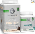 Sunwarrior Creatine Powder &amp Vanilla Active Organic Protein Powder Set | Bundle &amp Save | Vegan Protein Plus Unflavored Creatine Monohydrate (60 Servings Unflavored 20 Servings Chocolate)