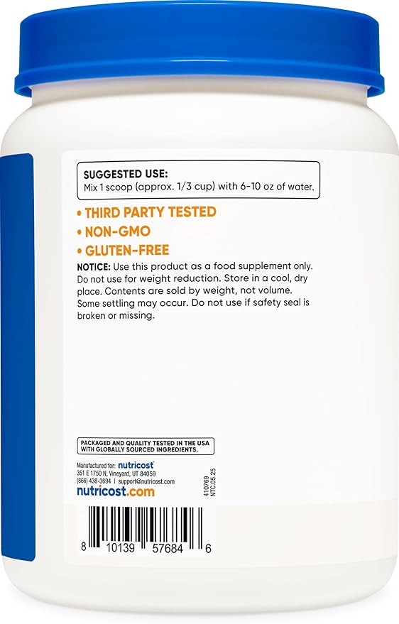 Nutricost Pea Protein Powder (2 LBS) Unflavored - 20g of Vegan Pea Protein Isolate GMO-Free Gluten-Free 36 Servings