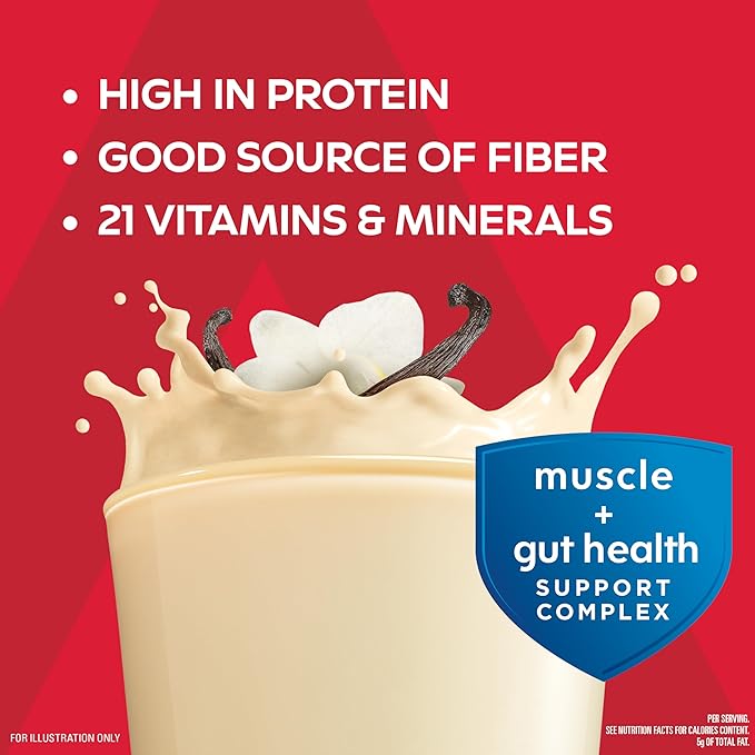 Atkins Strong High Protein ShakeVanilla Flavored30g ProteinLow Carb and Low Sugar ShakeKeto FriendlyGluten FreeMuscle and Gut Health Support Complex(Pack of 24)