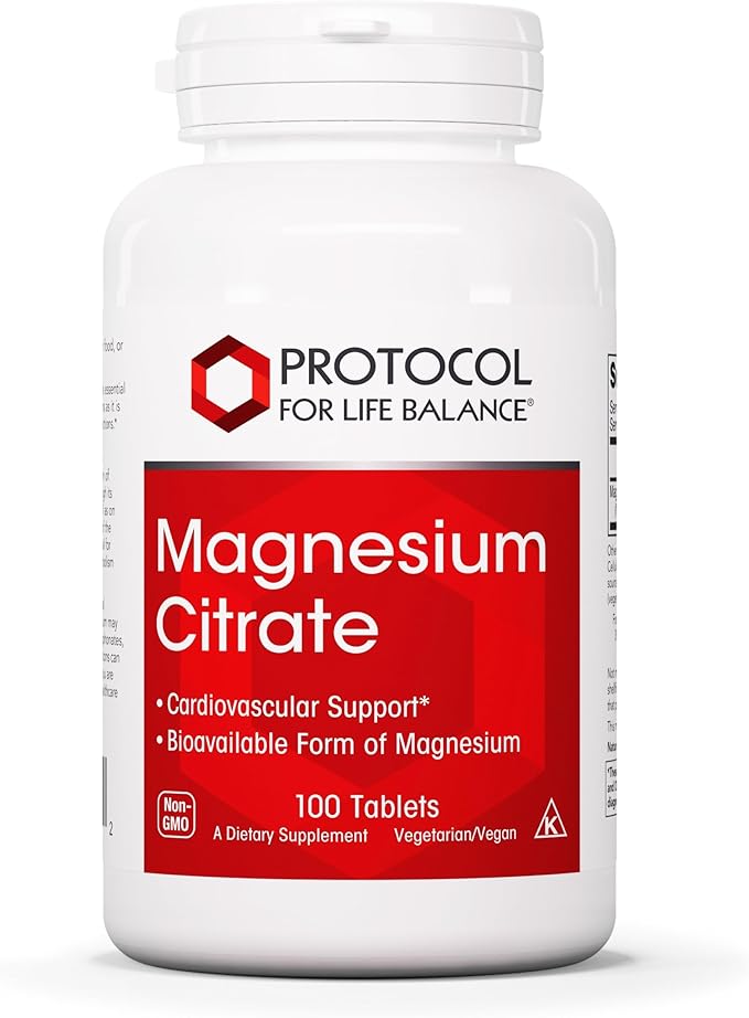 Protocol for Life Balance Magnesium Citrate 400mg - Support Heart Health &amp Bone Formation - Bioavailable Dietary Supplement - Vegan Kosher &amp Halal - 100 Tabs