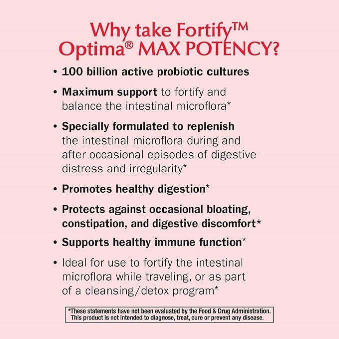 Nature's Way Natures Way Fortify Optima Daily Probiotic 100 Billion 15 Strains Prebiotic 30 Capsules 30 Count
