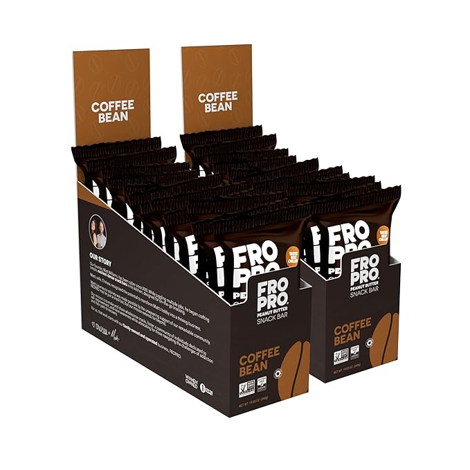 FROPRO Plant Protein Snack Bars - Plant Based Protein Bars All-Natural Gluten Dairy &amp Soy Free High Protein Bars with Low Calories | Coffee 24 Pack