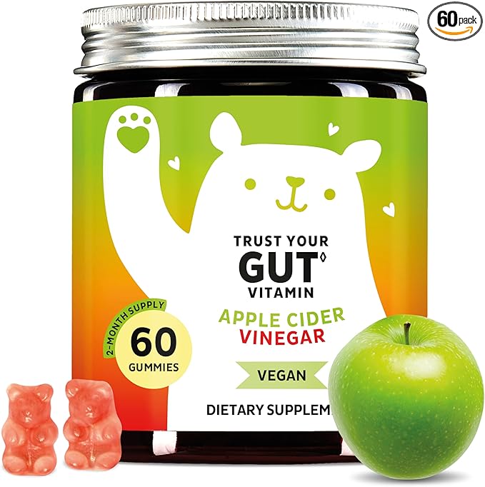 Bears with Benefits Apple Cider Vinegar Gummies – Metabolism &amp Detox Support with Vitamins B6 B12 Iodine &amp Folic Acid – Vegan. Balanced Gut (60 Gummies)