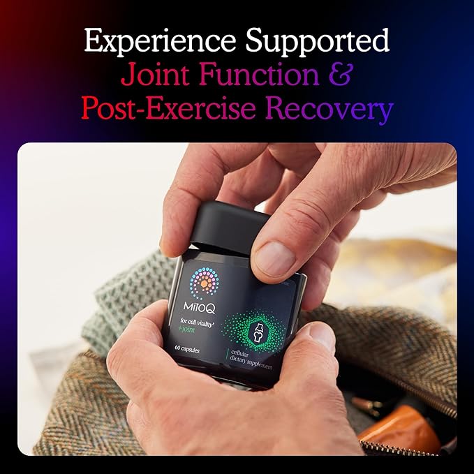 MitoQ +Joint Advanced CoQ10 Antioxidant Supplement - Contains Mitoquinol Mesylate &amp Green Lipped Mussel Omega Oil Extract - Supports Healthy Joint Mobility and Cell Vitality (60 Softgel Capsules)