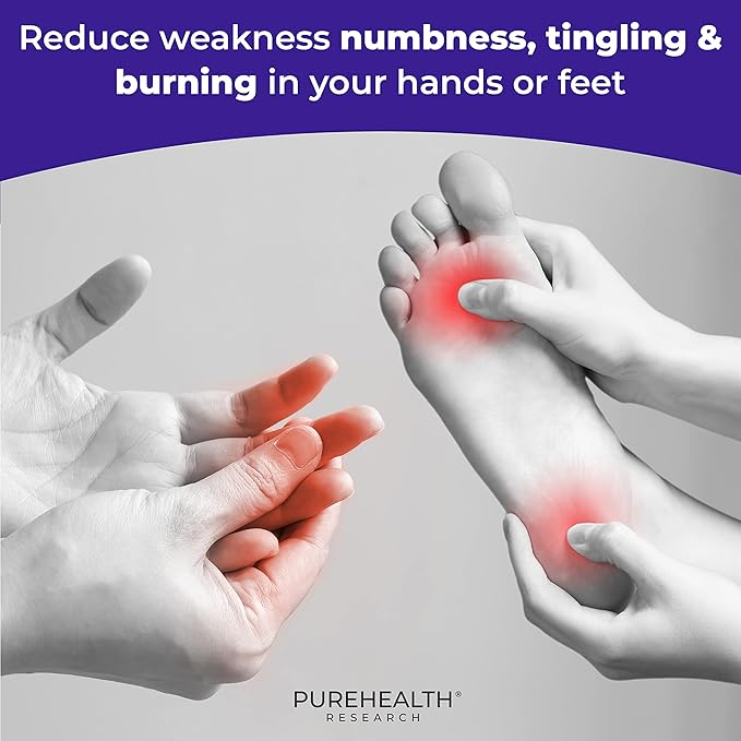 PUREHEALTH RESEARCH Nerve Regen Formula - Nerve Renew for Numbness Tingling and Burning with R Alpha Lipoic Acid Benfotiamine 300mg &amp Passion Flower Extract - Ala Nerve Support Supplement 6 Bot