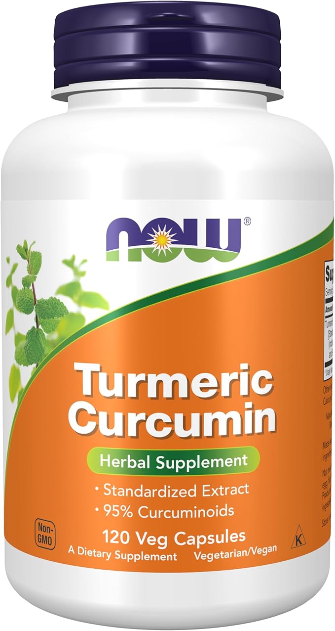 NOW Foods Supplements Turmeric Curcumin Derived from Turmeric Root Extract Herbal Supplement 120 Veg Capsules