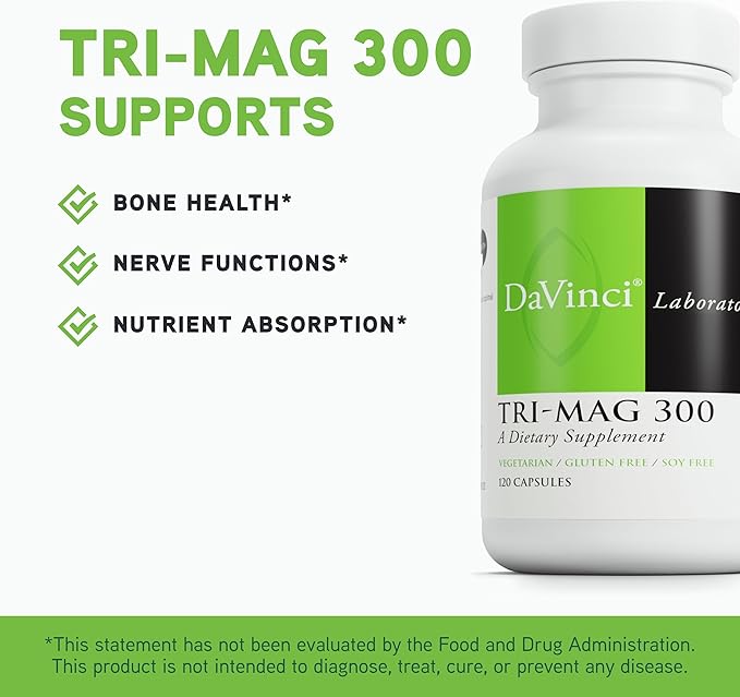 DAVINCI Labs Daily Nutrients Bundle: ADK (60 Caps) &amp Tri-Mag 300 (120 Caps) - Helps Support Bone Health Adrenal Health Heart Health &amp More* - Vegetarian Gluten Free Soy Free