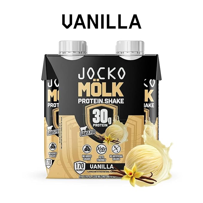 Jocko-Fuel Protein Shake Sweet Cream Coffee Flavor 2 box 30g High Protein Keto Friendly Ready to Drink Shake for Breakfast Post Workout Recovery Low Sugar Energy Drink (11 Fl Oz Vanilla)