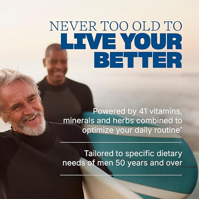 Swisse Daily Multivitamin for Men 50 and Over | 39 Vitamins Antioxidants and Minerals + Adaptogens | Energy &amp Immune Support | Mens 50+ Multivitamins Supplement | 60 Tablets