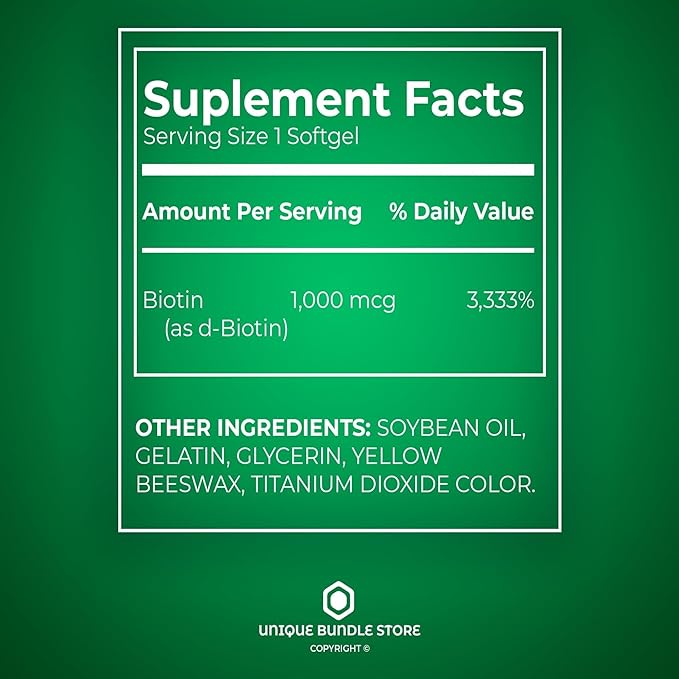 Unique Bundle Store Biotin 1000 mcg – 150 Softgels Biotin Supplement Gluten Free Daily Supports Healthy Hair Skin and Nails Vitamins for Women (Pack of 2)
