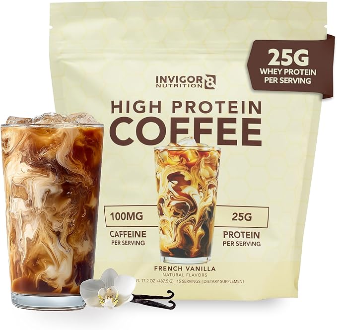 High Protein Coffee Powder 25 Grams Whey Isolate100mg Natural Green Tea Caffeine | 0 Added Sugar Keto Gluten Free 99.9% Lactose Free | Hot or Iced15 Serving 15 Servings (17 OZ French Vanilla)