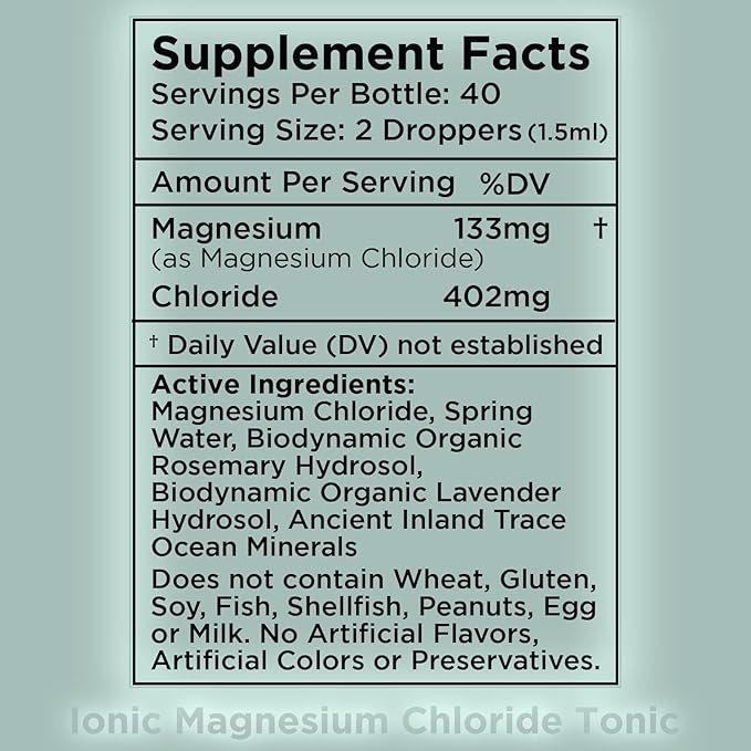 Zuma Nutrition Ionic Magnesium Liquid Tonic Vegan Natural Supplement for Cognitive Support Herbal Mineral Liquid Formula with Magnesium &amp Trace Ocean Minerals for Men &amp Women 60 ML Bottle