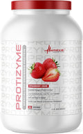 Metabolic Nutrition | Protizyme | 100% Whey Protein Powder | High Protein Low Carb Low Fat with Digestive Enzymes 24 Essential Vitamins and Minerals | Strawberry Creme 2 Pound