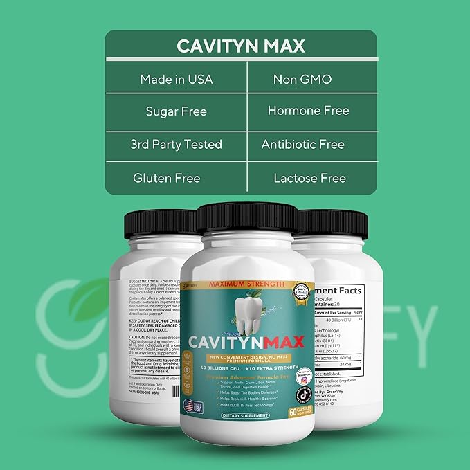 Cavityn Max Probiotic Supplement 40 Billion CFU 60 Capsules Digestive Health Support (5)