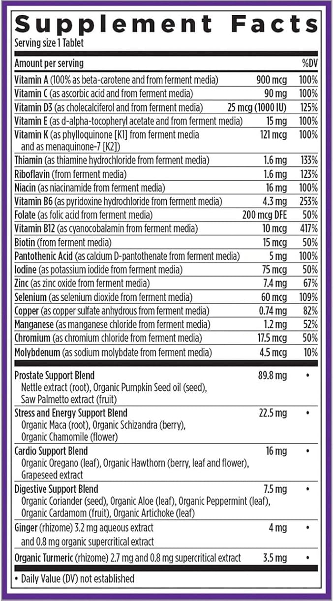 New Chapter Men's Multivitamin Every Man's One Daily 40+ Fermented with Probiotics + Saw Palmetto + B Vitamins + Vitamin D3 + Organic Non-GMO Ingredients - 24 Count