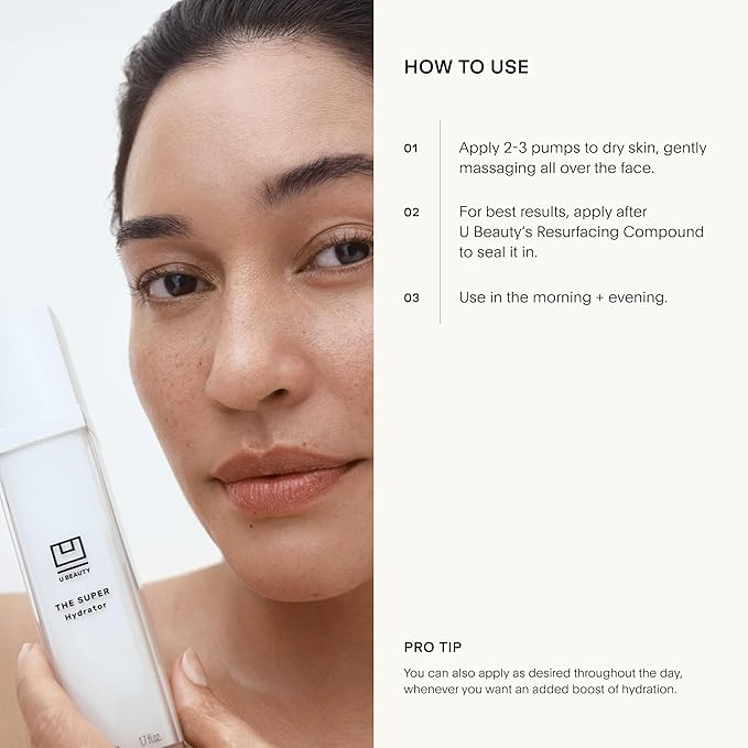 U Beauty The SUPER Hydrator Hyaluronic Acid Moisturizing Cream - Mega-Dose Skin Hydrator with Peptides and Grapeseed Oil for Supple Smooth and Softer-Looking Skin For Up To 48 Hours - 1.7 fl oz