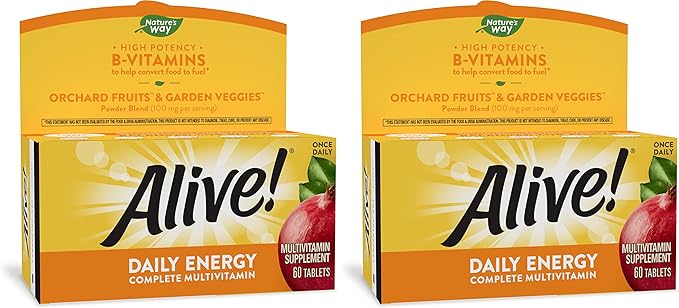 Nature's Way Alive! High Potency Daily Energy Multi-Vitamin Multi-Mineral Once Daily 60 Tablets Pack of 2