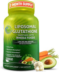 Liposomal Glutathione 500mg - Active Form L Glutathione (Reduced) for Maximum Absorption - Made with Organic Whole Foods - Master Antioxidant &amp Detoxifier - Immune &amp Cardiovascular Support - 1