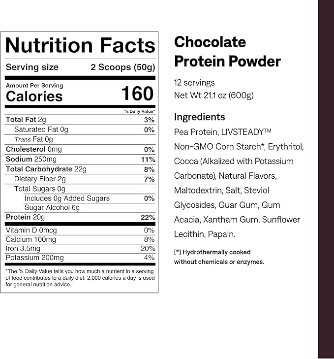 UCAN Energy + Plant Protein Powder - Vegan Plant Based Protein 20g Pea Protein with Amino Acids EAAs &amp BCCAs - Keto Protein Powder - No Added Sugar Gluten-Free - Chocolate -12 Servings