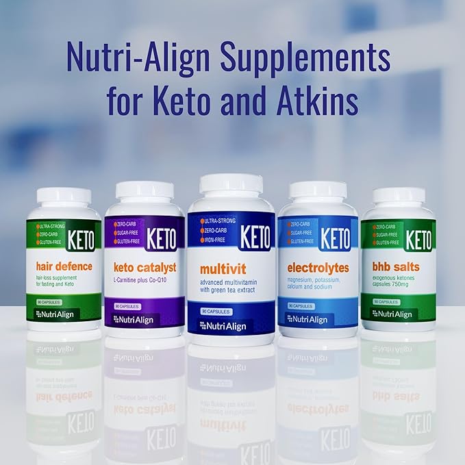 Nutri-Align Hair Defence Biotin Complex for Keto and Fasting | 90 Capsules | High Strength Hair Growth Biotin - 2500mcg Biotin per Capsule | Vitamin A Folic Acid &amp Calcium