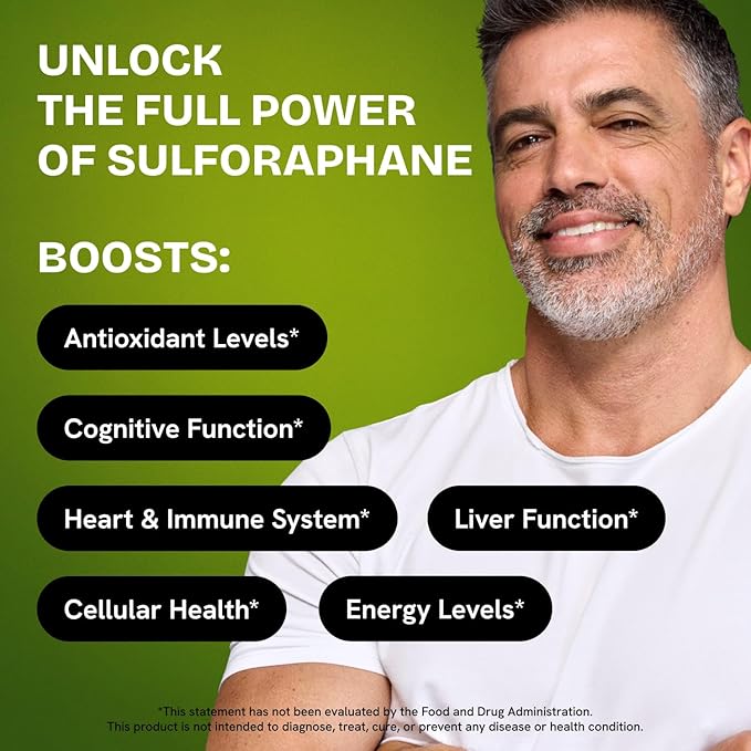 Sulforaphane Supplement Organic Broccoli Sprouts | Stabilized Sulforaphane from Broccoli Florets &amp Seeds | Organic Sulfur Supplements 240 Pills | 2 Packs