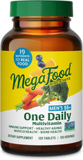 MegaFood Multivitamin for Men 55+ One Daily Mens Multivitamins Methylated B12 Vitamin D3 C &amp Zinc - Healthy Aging Bone &amp Muscle Health &amp Immune Support - Vegetarian - 120 Tablets