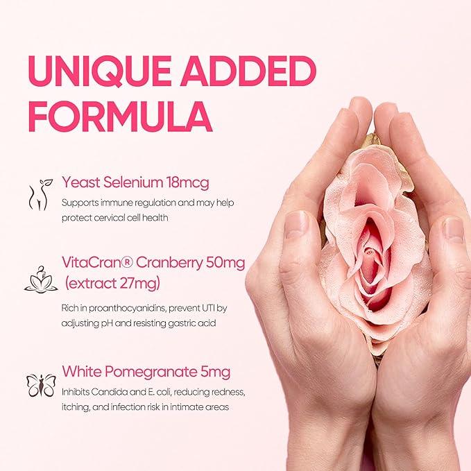Vaginal Probiotics for Women pH Balance with Lactobacillus Probiotic &amp Cranberry White Pomegranate Women's Vaginal Health Supplement Healthy Vaginal Odor &amp Vaginal Flora 30Ct (Pack of 2)