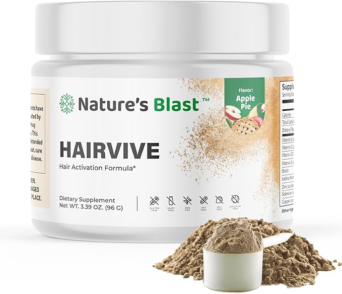 HairVive Hair Supplements for Hair Growth - Hair Vitamins for Women &amp Men - with Biotin Collagen Keratin Hyaluronic Acid Zinc Selenium &amp More - 3.39 Oz - 30 Servings - Apple Pie Flavor