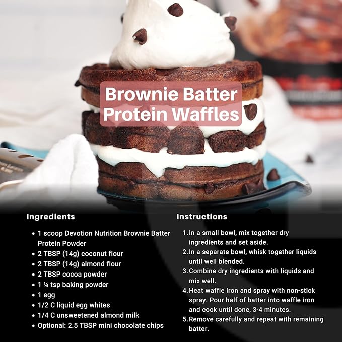 Devotion Nutrition Brownie Batter Protein Powder for Shakes Baking Brownies Desserts – 20g Whey Isolate &amp Casein Blend – No Added Sugar Low Carb Gluten-Free Keto-Friendly with MCT – 12 Packe