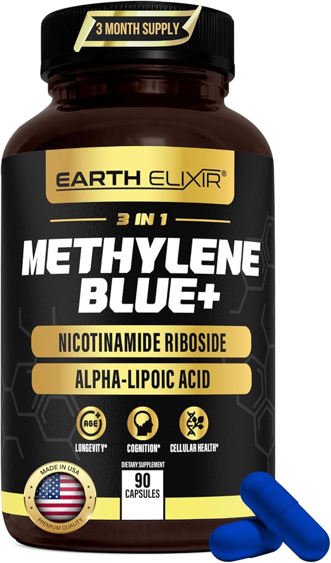 3-in-1 Methylene Blue Capsules – Methylene Blue Pharmaceutical Grade w/Alpha Lipoic Acid (ALA) &amp NAD Supplement for Energy Cognitive &amp Cellular Support – 3 Month Supply &amp 3rd Party Tested