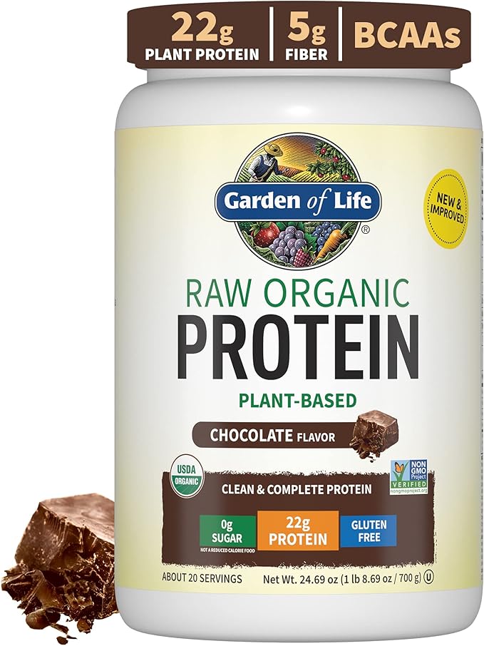 Garden of Life Protein Powder Vegan Protein Powder BCAA Probiotics &amp Digestive Enzymes Gluten &amp Lactose Free Chocolate 1.5 LB