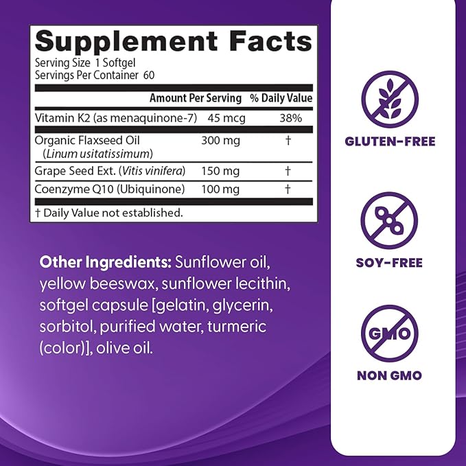 Doctors Best Womens Heart Complex with K2 + CoQ10 Supports Cardiovascular Health Non-GMO Gluten Free Soy Free 60 Softgels