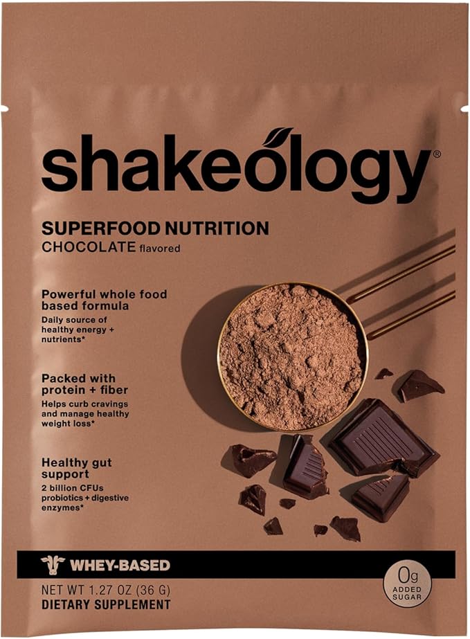 BODi Shakeology 0g Added Sugar Whey-Based Protein Powder – Gluten-Free Superfood Shake with Vitamins &amp Minerals – Helps Support Healthy Weight Loss &amp Gut Health Chocolate 14 Individual Packe