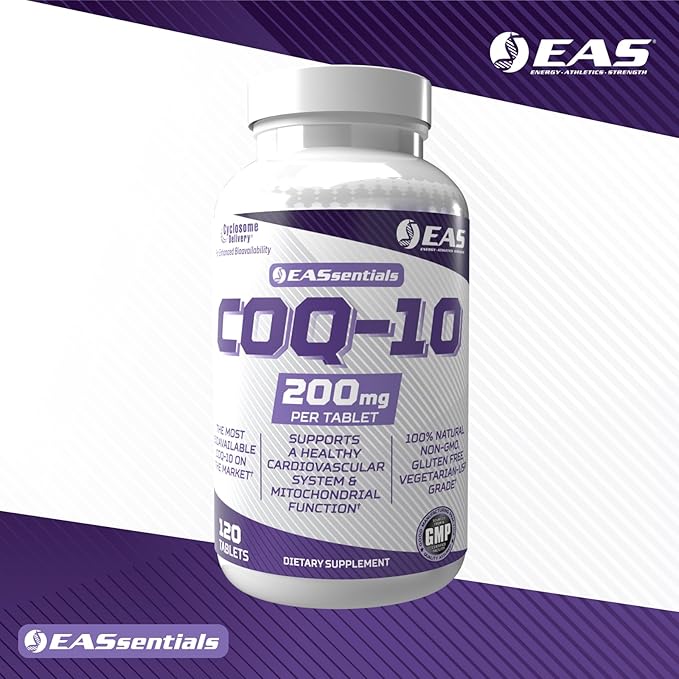 EAS Experimental and Applied Sciences COQ-10 200mg | Antioxidant Supporting Heart Health &amp Energy Production | Gluten Free Non GMO | Better Absorption with Cyclosome Delivery | 120 Tablets