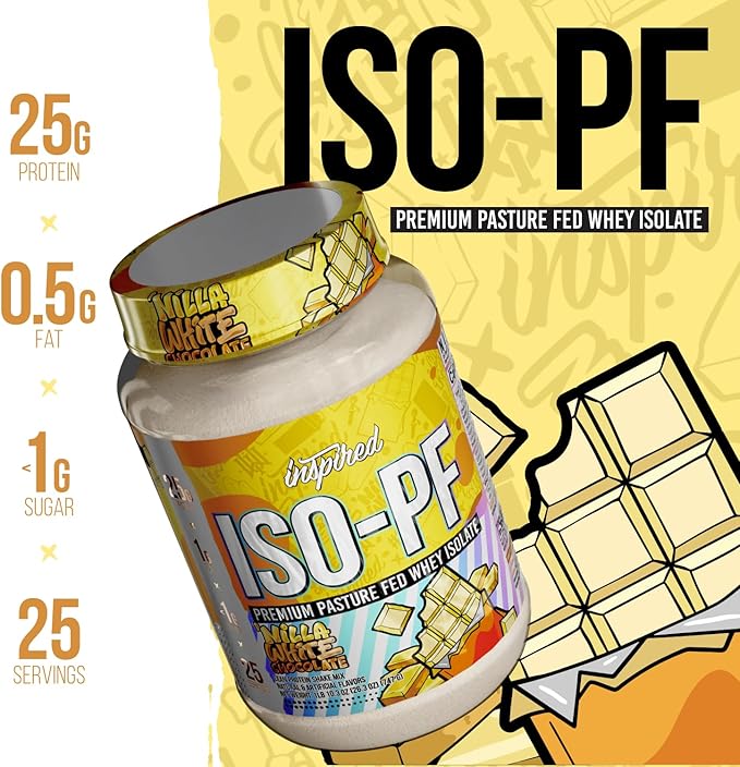 Inspired ISO-PF Pasture Fed Whey Protein Isolate – 25g Protein Low Carb &amp Lactose Free – Grass Fed Post Workout Protein Powder