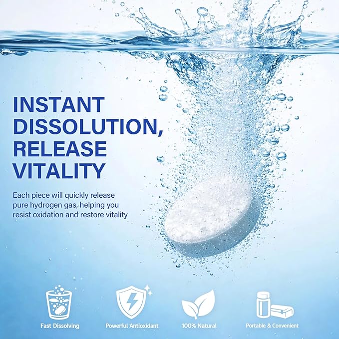 Hydrogen Water Tablets with Magnesium – 100 Counts H2 Molecular Hydrogen Tablets Support Healthy Aging Energy Boost &amp Brain Health Lemon &amp Raspberry Flavors - for Home Office &amp Travel
