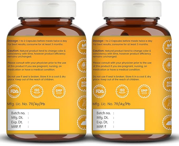 Curcumin Capsules - Antioxidant Properties | for Joint Comfort &amp Anti-Aging| 60 Veg Capsules (120)
