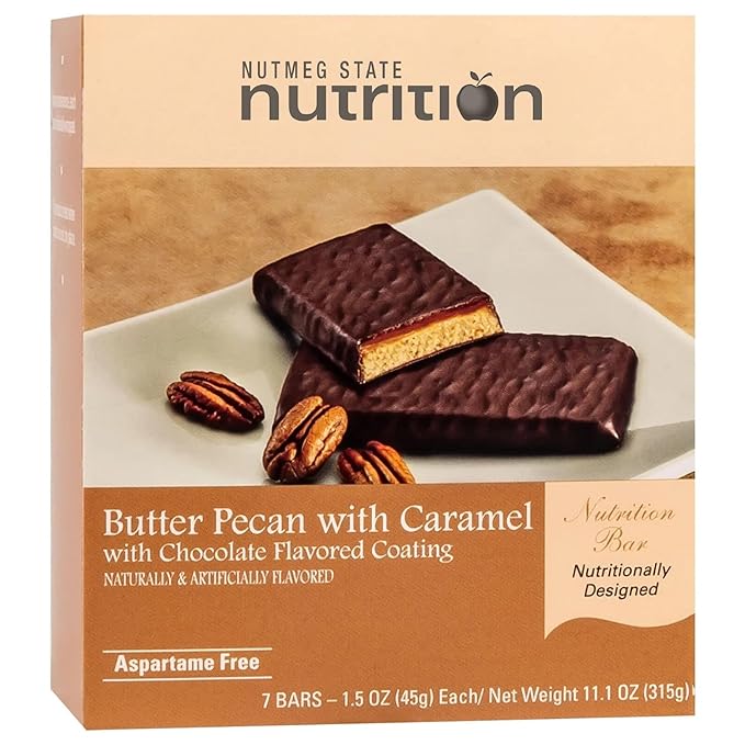 Nutmeg State Nutrition High Protein Bars 7 Servings Per Box (1 Box (7 Servings) Butter Pecan with Caramel)