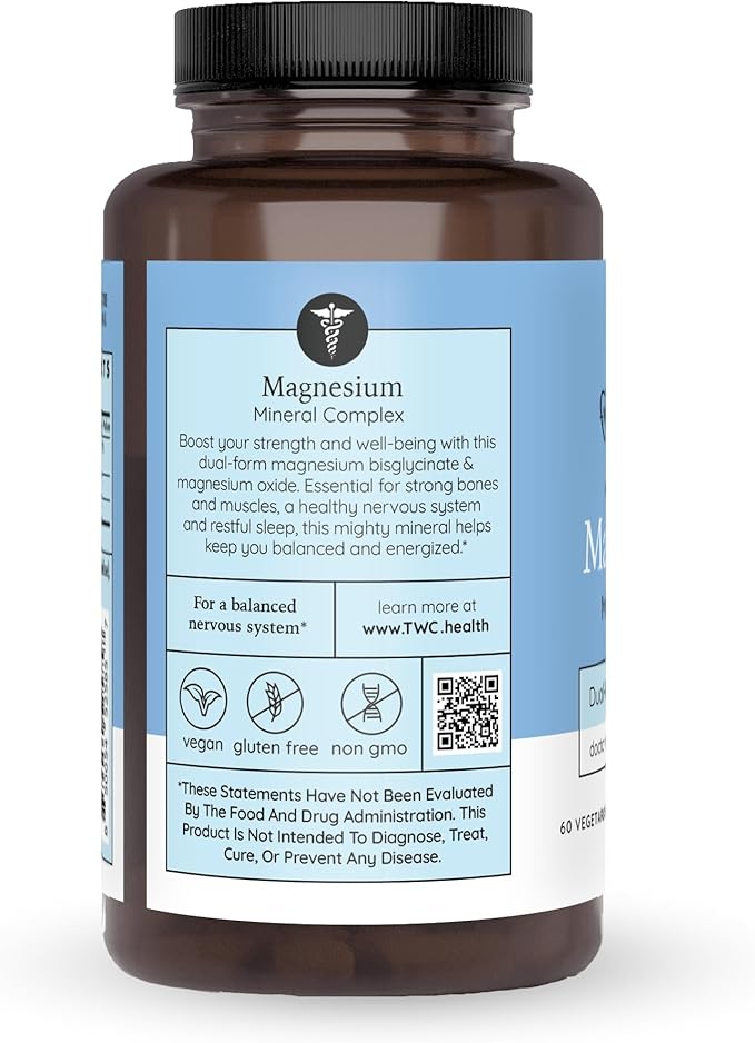 Magnesium Glycinate and Magnesium Citrate – Supports Muscle Relaxation and Cardiovascular Health | 60ct (2 Month Supply)