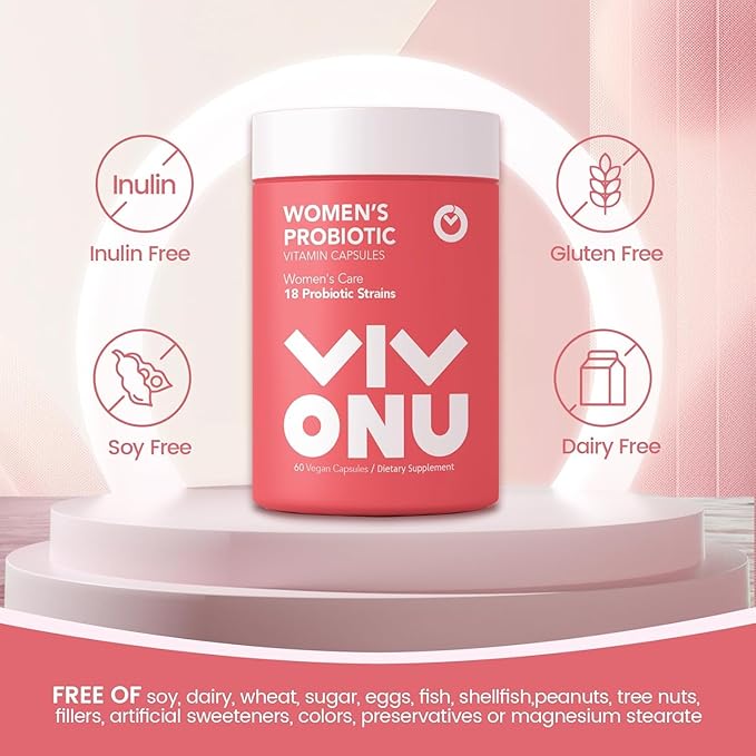 VivoNu Women Probiotic Gummies Feminine Balance Gummies Prebiotic Gummy | Prebiotics &amp Lactobacillus Probiotic Blend Help Women's HealthBoost ImmuneDigestiveGut Promote Healthy Vaginal Odor