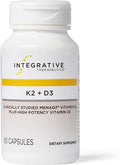 Integrative Therapeutics K2 + D3 - Supplement for Heart Health &amp Bone Strength* - Daily Vitamins for Calcium Absorption - Supports Vitality - Dairy-Free &amp Gluten-Free - 60 Count (60 Servings)