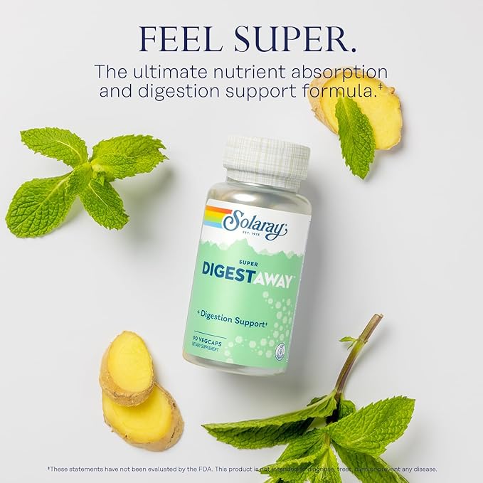 SOLARAY Oat Fiber Powder and Super Digestaway Digestive Enzymes - Soluble Fiber Supplement w/Beta Glucans for Heart Health Support - Digestion Formula w/Betaine HCl Ginger Papaya 30/90 Servings