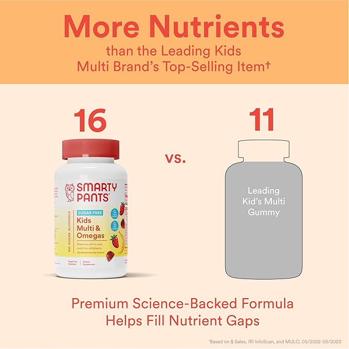 SmartyPants Kids Multivitamin Gummies Bundle: Organic Probiotics Omega 3 Vitamins D3 C B12 B6 A K &amp Zinc Immune Support Sugar Free Strawberry Banana 164 Count