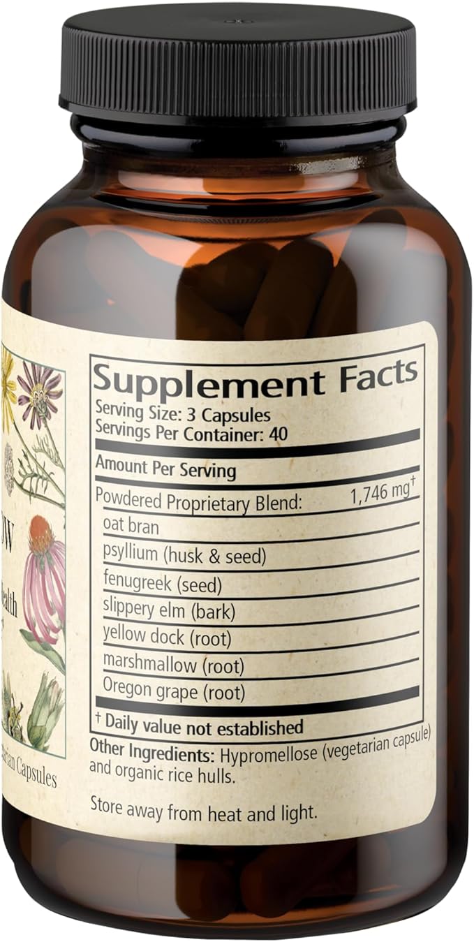 Wise Woman Herbals – Fiber Flow Capsules 120 Count – Supports Healthy Digestive Function Gut Health Bowel Health and Regularity