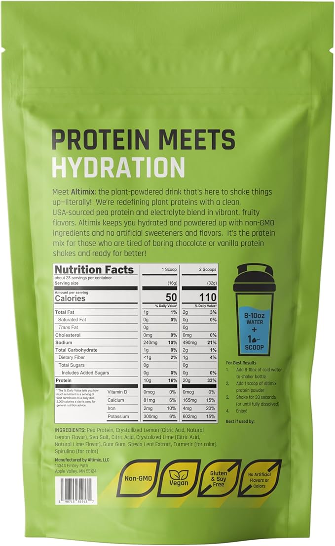 Protein + Electrolyte Drink Mix | Lemon Lime | 1 Lbs | 28 Servings